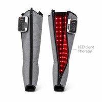 Masseur de jambes à compression d'air séquentielle, 6 chambres, chaleur, sans fil, double contrôleur