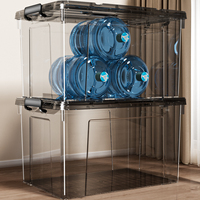 Récipients de stockage modernes en plastique gris transparent de grande taille Boîte de rangement de jouets avec roues et couvercle Rectangle Injection PP