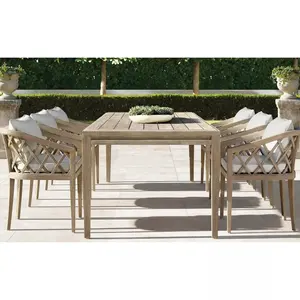 Teakwood lusso rettangolare in legno Patio giardino Teak mobili da esterno in legno tavolo da pranzo e sedia Set