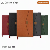 Individuelles Logo Farbiges PU-Leder Notizbuch Veganes Leder Hardcover A5 Quadratisch Goldener Verschluss Genäht 100 Blatt OEM Organizer/Planer