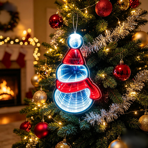 Mini Hanging Christmas Hat Infinity Abyss <b>Light</b> Acrylic LED <b>Ornament</b> Christmas Tree Pendant Decoration - Product Image 3