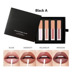 Set di labbra opache all'ingrosso 4 pz/set bianco e nero scatola regalo oro coperchio impermeabile Kiss-proof lucido Private Label Set di rossetto - Product Image 2