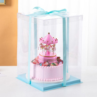 Boîte à gâteau d'anniversaire en plastique transparent, boîte d'emballage alimentaire pour la cuisson, boîte en plastique jetable de 4/6/8/12 pouces