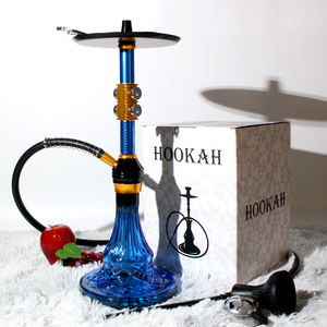 Juego de Narguile de Vidrio con Incrustaciones Azul Pavo Real <span class=keywords><strong>Inimitable</strong></span>, Flujo de Aire Ajustable, Chisha Personalizada, Tipo Libre, Caja de Regalo para Viaje - Product Image 1