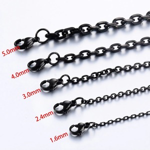 สร้อยคอและกำไลข้อมือสแตนเลสสตีลสีดำแบบโซ่โรโล่สไตล์ฮิปฮอป ขนาด 1.6/ 2.4/ 3/ 4/ 5 มม. เครื่องประดับ ของขวัญคริสต์มาส - Product Image 3