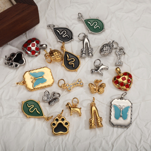 Ciondoli in acciaio inossidabile placcato oro 18K PVD per gioielli fai da te che fanno pendenti icone del mondo del viaggio - Product Image 6