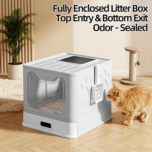 Bac à litière pour chat avec tiroir coulissant, entièrement fermé, anti-odeurs, facile à nettoyer, livraison rapide UE (stock Pologne) - Product Image 4