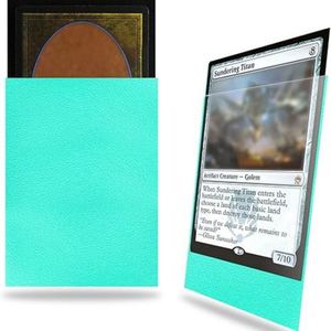 Turquoise PU Leather <b>Card</b> Sleeve 7 Inch Minimalist Design for Collectible <b>Cards</b> - Product Image 1