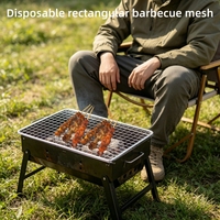 Grille de barbecue rectangulaire jetable en métal de grande taille pour barbecue extérieur - Antiadhésive, forme personnalisable