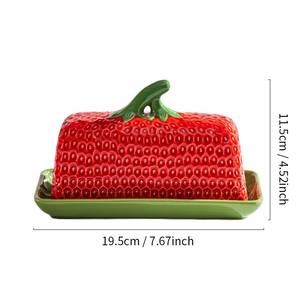 Ensemble <span class=keywords><strong>de</strong></span> beurrier en céramique en forme <span class=keywords><strong>de</strong></span> fraise (rouge et rose) - Vaisselle <span class=keywords><strong>de</strong></span> rangement <span class=keywords><strong>de</strong></span> cuisine ludique - Product Image 2
