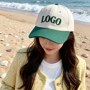 Casquette de baseball unisexe de haute qualité en coton bicolore, 6 panneaux, souple et non structurée, avec logo brodé personnalisé, style Dad Hat noir - Product Image 1