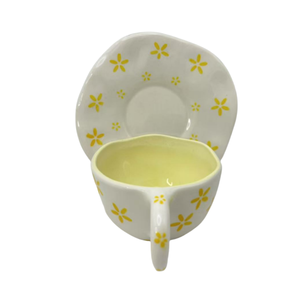250ml Porcelain Ceramic Mugs Coffee <b>Cups</b> Hand Pinched Irregular Flower Milk <b>Tea</b> <b>Cup</b> Oatmeal Breakfast Mug Eco-Friendly <b>Saucers</b> - Product Image 4