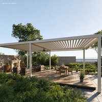 Pergola électrique en aluminium MEIXIN ORLANDO pour hôtel-villa moderne, avec toit en verre trempé plat, idéale pour les projets paysagers au bord de la piscine