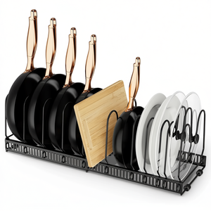 Organizador ajustable para tapas de ollas, estante de acero para gabinetes de cocina, para ollas y sartenes, diseño minimalista - Product Image 1