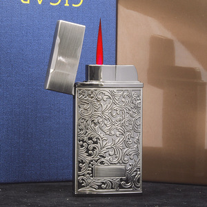 Encendedor de gas de metal clásico, llama roja, a prueba de viento, ultrafino, galvanoplastia, encendedor de hierba Tang - Product Image 2