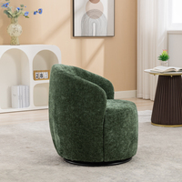 Chaise de baril de fauteuil d'accent de pivot de tissu avec l'anneau en métal de revêtement de poudre noire, vert