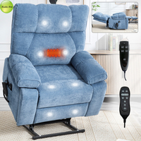 Fauteuil inclinable électrique en tissu chenille doux avec massage 8 points, chaleur lombaire, porte-gobelets et poches latérales pour personnes âgées et salons