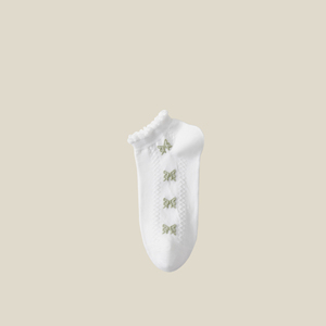 ถุงเท้าคลุมข้อเท้าแบบบางสำหรับ<span class=keywords><strong>ผู้หญิง</strong></span>ถุงเท้าผ้าฝ้ายสีขาวสีเขียวขอบระบายอากาศได้ดี - Product Image 6