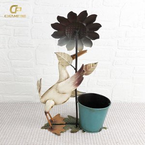 新製品動物の形アイアンガーデンプランターホワイトダックメタルクラフトプランター屋外パティオ装飾メタルフラワーポット - Product Image 4