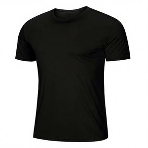 Men Black Short Sleeve Crew Neck <b>T</b> <b>Shirt</b> Plain Dyed Athletic Rash Guard Quick Dry Sportswear - Product Image 1