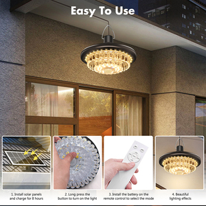 Candelabro de cristal de luz <span class=keywords><strong>solar</strong></span> con control remoto de <span class=keywords><strong>panel</strong></span> <span class=keywords><strong>solar</strong></span> separado Temperatura de color ajustable para interiores y exteriores - Product Image 5