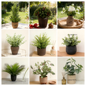 Plante d'eucalyptus artificielle en pot en céramique blanc-or, faux bonsaï d'eucalyptus avec faux sol, plantes mélangées pour la décoration de la maison - Product Image 5