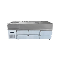 Lemari Pendingin Bar Lanxin Commercial SUS 304 dengan Keranjang Tarik, Meja Bar Stainless Steel, Laci Pendingin, Stasiun Koktail