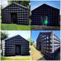 Tente Gonflable de Boîte de Nuit Portative en PVC Noir pour Événements Commerciaux, Maison de Fête de Jardin, Boîte de Nuit Gonflable avec Lumière Disco LED, Cube Gonflable