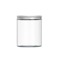 Brede-mond glazen voorraadpot van hoog borosilicaatglas met aluminium deksel, luchtdicht, transparant, stapelbaar, voor gedroogd fruit en thee