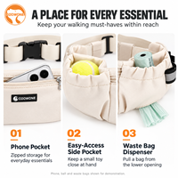 Sac banane ajustable pour promenade canin en nylon fin avec poche pour téléphone, distributeur de sacs à déjections canines et boucle à dégagement rapide