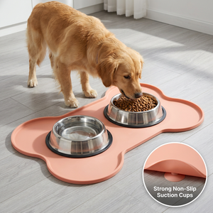 Tapis d'alimentation pour animaux de compagnie en silicone de qualité supérieure avec ventouses, antidérapant, pliable, pour gamelles de chien et de chat, facile à nettoyer, plateau de repas pour animaux - Product Image 1