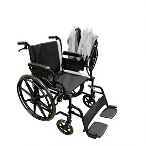 Anti-Rust All Black Foldable Transport Wheelchair Shock Absorbing Front Casters Easy Trunk <b>Storage</b> - Product Image 1