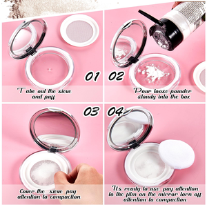Wholesale Thin Portable Clamshell <b>Powder</b> Case with Mirror 5g Silver Loose <b>Powder</b> <b>Compact</b> with Puff Logo Available - Product Image 5