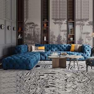 Glam Suede Canape De Salon Sofá De Terciopelo Contemporáneo Sala Mueble Moderno Lujo Chesterfield Tufted Sofá De Tres Plazas - Product Image 4