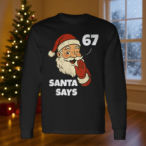 Santa Says 67 Meme Christmas Vintage Holiday Camiseta de manga larga - Product Image 3