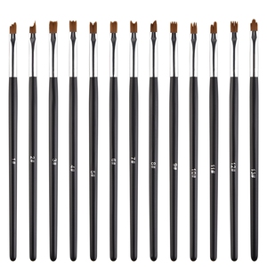 13Pcs Nail Art Flower Brush <b>Set</b> <b>Crimped</b> Acrylic Handle Nylon One Stroke Painting Fine Liner Manicure Tool - Product Image 1