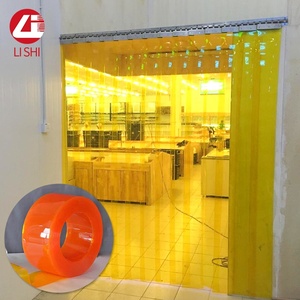 Rideau à lanières en PVC jaune-<span class=keywords><strong>orange</strong></span> anti-insectes, barrière anti-mouches en plastique pour portes d'entrepôts, usines et ateliers - Product Image 1