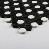 Chaînes de magasins de bricolage Détaillant Grossiste Dosseret de sol mural 1 "Damier Porcelaine Noir et Blanc Carreaux de mosaïque Hexagone