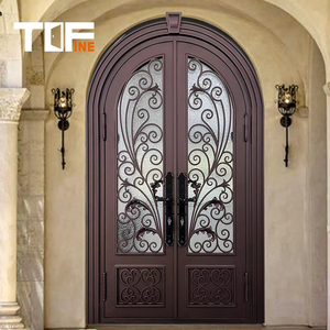 Thiết kế mới phong cách Châu Âu 36 ''rộng gấp cong đơn rèn sắt chính cửa thép mạ kẽm bên ngoài cửa cho ngôi nhà - Product Image 4