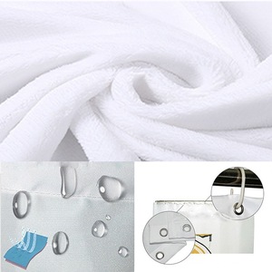 Rideau de Douche en Polyester Imprimé Numérique Personnalisé Imperméable Motif Père Noël et Bonhommes de Neige Bleus pour Noël, Vente en Gros - Product Image 3