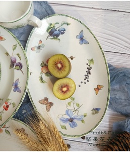 European Style Exquisite Ceramic Plate <b>Set</b> <b>for</b> Garden Dinner Factory Wholesale with Plant Pattern - Product Image 6