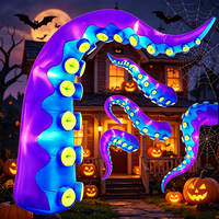 Ballon gonflable en forme de patte de pieuvre pour Halloween, avec lumières LED, décoration lumineuse, ornement de jardin, jouet gonflable de dessin animé