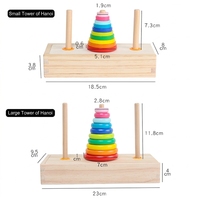 Houten toren van Hanoi puzzel Montessori wiskunde logica 10 schijven hersenkraker stapelen sorteren peuter educatief leermiddel