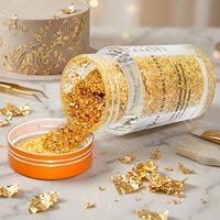 Feuilles d'or comestibles en paillettes pour gâteaux, chocolats, desserts, ingrédient de décoration alimentaire, garniture, fragments de feuille d'or véritable 24 carats