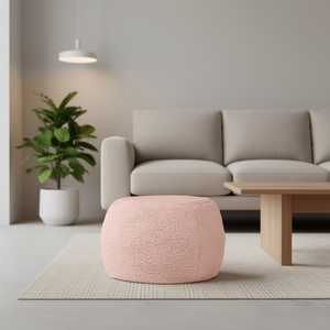 Pouf rond Db Jaxx Ellis en fausse fourrure de mouton rose, décoration moderne pour salon - Product Image 2