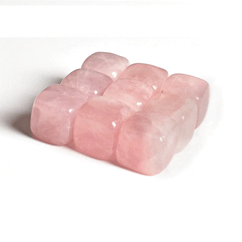 Pietra del cubo di ghiaccio del quarzo rosa di cristallo naturale all'ingrosso di grande pietra di whisky di vendita calda