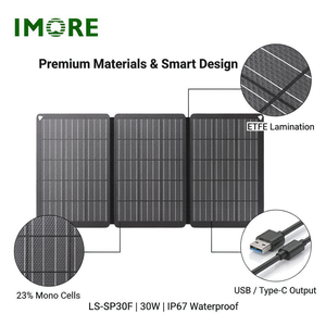 30W Foldable <b>Solar</b> <b>Panel</b> for Portable Power Stations <b>USB</b> Type C Monocrystalline Charger for Camping Travel and Emergency Use - Product Image 1