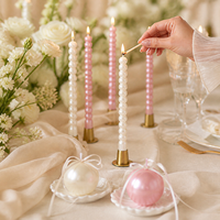 Arovi - Ensemble de bougies de luxe en perles pour la décoration de table de mariage, bougie en forme de perle avec plateau en coquillage pour les cadeaux de mariage