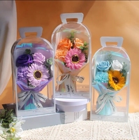 Buket Bunga Awet untuk Hadiah Hari Valentine 2025 dengan Sumber Cahaya LED, Tas PVC 10*13*29CM, untuk Perayaan Hari Ibu dan Ulang Tahun