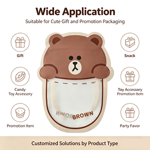 Bolsa con Forma de Oso Personalizada, Bolsa de Plástico con Cierre de Forma Especial, Bolsa de Regalo para Dulces y Bocadillos con Ventana, Diseño de Dibujos Animados - Product Image 5